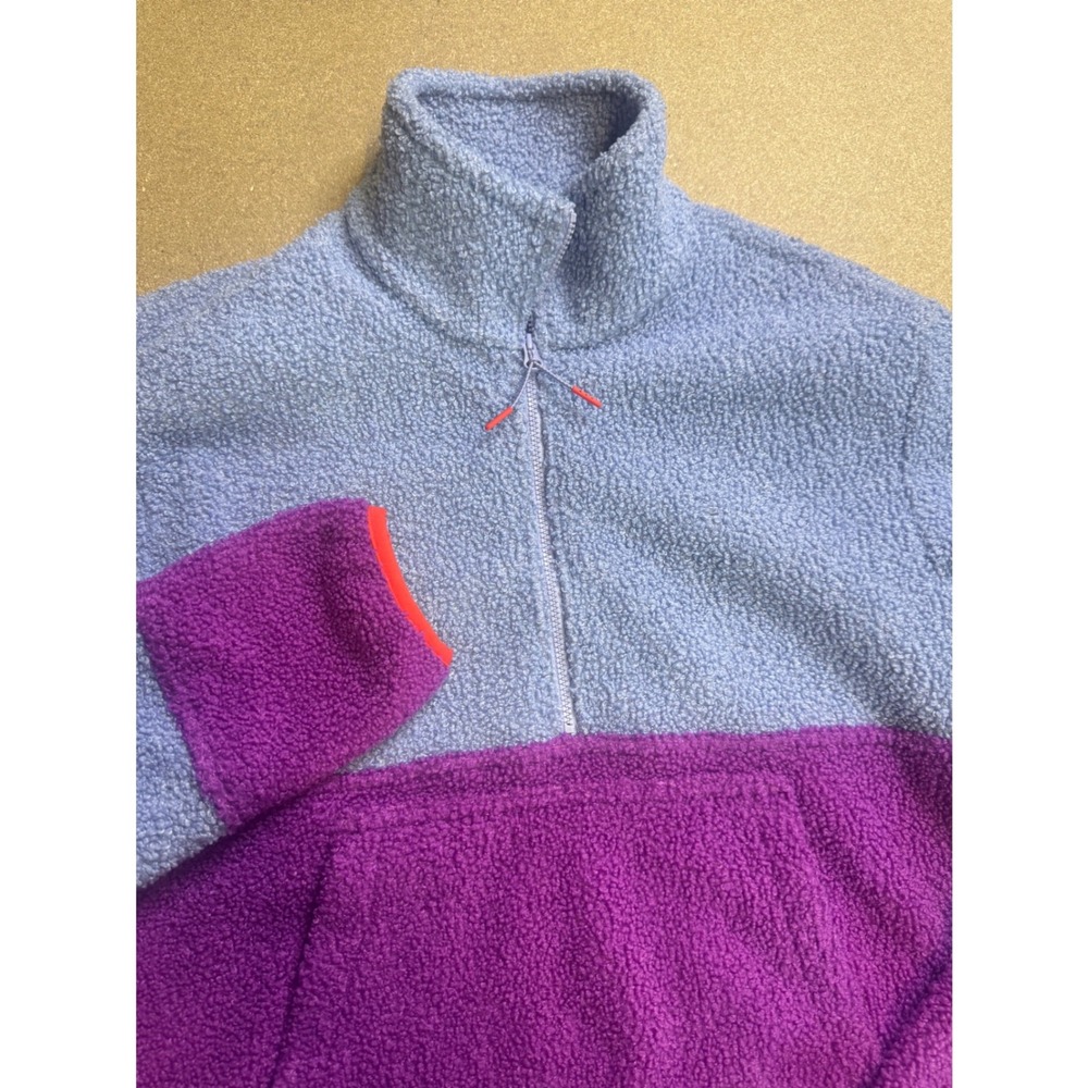 Saucony Womens‎ Sherpa Fleece Half Zip Pullover Colorblock Purple Lavender XS